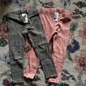 Carters Kids Ribbed Leggings - Charcoal and Blush